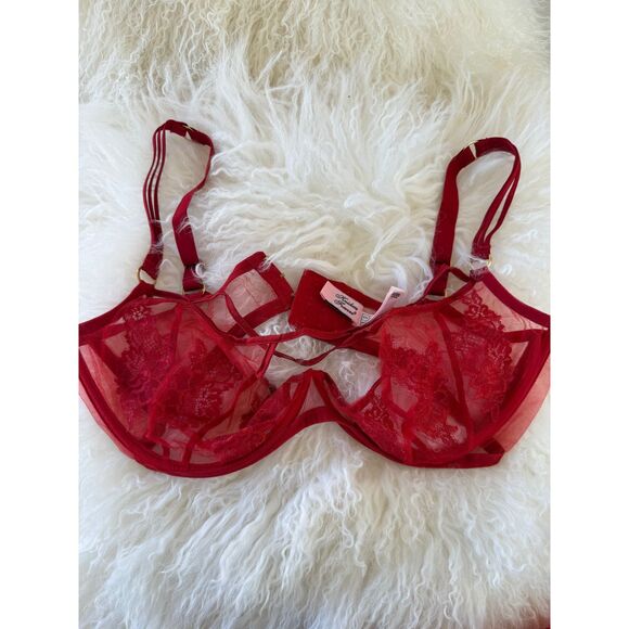 AGENT PROVOCATEUR DEMELZA Red 3 Piece Lingerie Set 36E or 36DD/4/5 - Picture 3 of 8